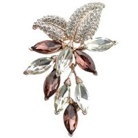 2 PC'S bloemen boor Crystal broche (bruin) - thumbnail