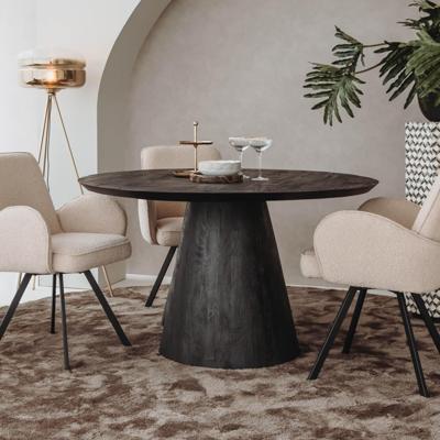 Tower Living Ronde Eettafel 'Premana' Mangohout, 130cm, kleur Zwart Tower Living Ronde Eettafel 'Premana' Mangohout, 130cm, kleur Zwart