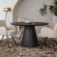 Tower Living Ronde Eettafel 'Premana' Mangohout, 130cm, kleur Zwart - thumbnail