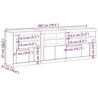 Dressoir Oud hout 202 x 37 x 67 cm Bewerkt hout - thumbnail