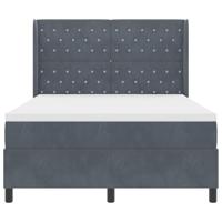 LED Boxspring Bed met Matras Donkergrijs 140 x 200 cm Fluweel - thumbnail