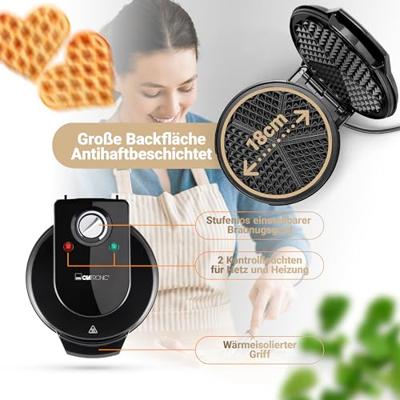 Clatronic 261 679 wafelijzer 5 wafel(s) Zwart 1200 W - thumbnail