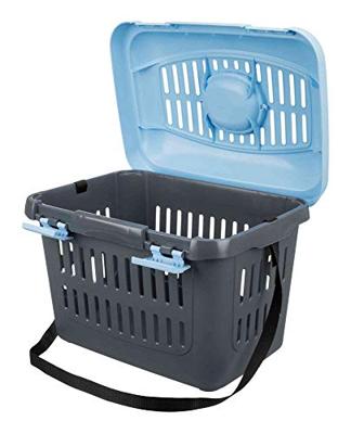 TRIXIE VERVOERSBOX KNAAGDIER MIDI-CAPRI DONKERGRIJS / LICHTBLAUW 44X32X33 CM