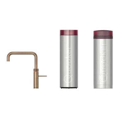 Quooker Fusion Square kokendwaterkraan - draaibare uitloop - PRO3 incl. Cube reservoir - Warm / kokend / bruisend / gefilterd water - Messing patina 3FSPTN-CUBE