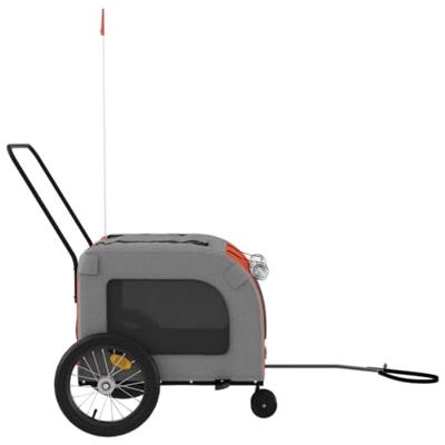 VidaXL Hondenfietstrailer oxford stof en ijzer oranje en grijs - thumbnail