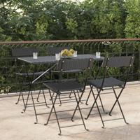 Bistrostoelen 4 st inklapbaar poly rattan en staal zwart - thumbnail