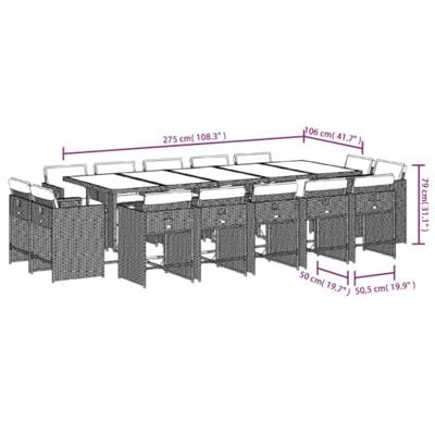 15-delige Tuinset met kussens poly rattan beige - thumbnail