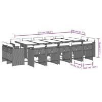 15-delige Tuinset met kussens poly rattan bruin - thumbnail