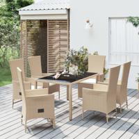 7-delige Tuinset met kussens poly rattan beige - thumbnail