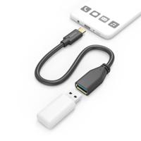 Hama USB-adapterkabel OTG USB-C-stekker - USB-A-aansluiting 15 Cm Zwart - thumbnail