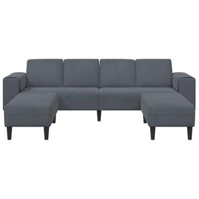 Bankstel 3 pcs Donkergrijs Fluweel