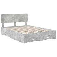 Bedframe met hoofdeinde Beton Grijs 140 x 190 cm Bewerkt hout - thumbnail
