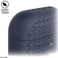 Keyring Case voor AirPods 1 en 2 - Siliconen AirPods-case met textuurpatroon, oplaadlampje zichtbaar, oppervlakteafwerking met extra grip, inclusief sleutelring, compatibel met draadloos opladen - Marineblauw - thumbnail