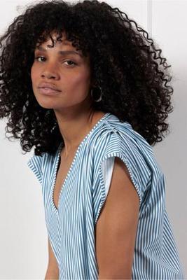 Leonie small stripe top - off white/midblue - 12927