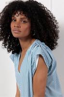 Leonie small stripe top - off white/midblue - 12927 - thumbnail