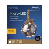 Lumineo Micro LED Kerstbal Batterij Binnen D14 cm Timer KlassiekWarm - thumbnail