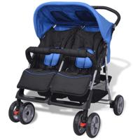VidaXL Tweelingwagen staal rood en zwart - thumbnail