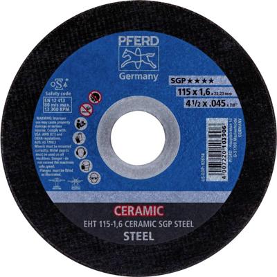 PFERD TOOLS EHT 115-1,6 CERAMIC SGP STEEL 61301516 Doorslijpschijf recht 115 mm 25 stuk(s) Staal