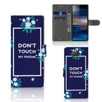 Sony Xperia 10 Portemonnee Hoesje Flowers Blue DTMP - thumbnail