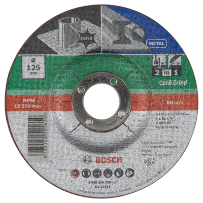 Bosch Accessoires Doorslijpschijf 2 In 1 Metaal+Inox, 125 X2,5 Gebo - 2609256309 Bosch Accessoires Doorslijpschijf 2 In 1 Metaal+Inox, 125 X2,5 Gebo - 2609256309