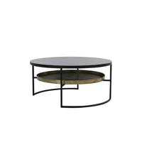 Sohome Ronde Salontafel 'Alejandro' 88cm, zwart glas met antiek brons - thumbnail