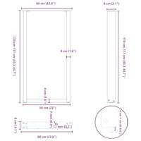 Bartafelpoten 2 st U-vormig 60x(110-111) cm staal wit - thumbnail
