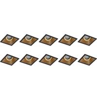 Kantelbare Vierkante Inbouwspot GU10 - 10 Stuks - Zwart/Goud Aluminium - thumbnail