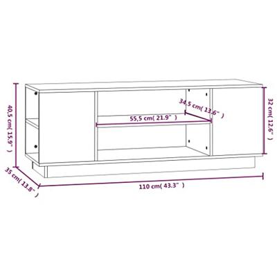 Tv-meubel 110x35x40,5 cm massief grenenhout wit