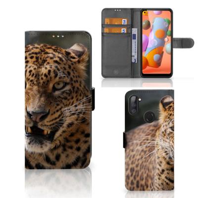 Samsung Galaxy M11 | A11 | Telefoonhoesje | Met pasjeshouder | Luipaard