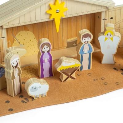 Bigjigs houten kerststal set, 13dlg.