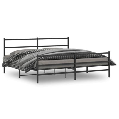 Bedframe met hoofd- en voeteneinde metaal zwart 180x200 cm