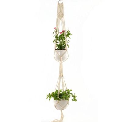 Dubbeldeks O Type Macrame opknoping bloem potten decoratie binnen buiten gevlochten touw opknoping Planter Plant houder