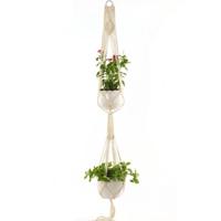 Dubbeldeks O Type Macrame opknoping bloem potten decoratie binnen buiten gevlochten touw opknoping Planter Plant houder - thumbnail