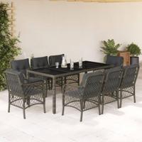 9-delige Tuinset met kussens poly rattan grijs - thumbnail