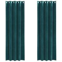VidaXL Verduisterende gordijnen 2 pcs donkergroen 140 x 245 cm fluweel - thumbnail