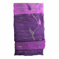 Gevilte Sjaal met Bladslinger (Paars/Lila/Grijs) - thumbnail
