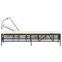 Ligbedden 2 st met tafel poly rattan zwart - thumbnail
