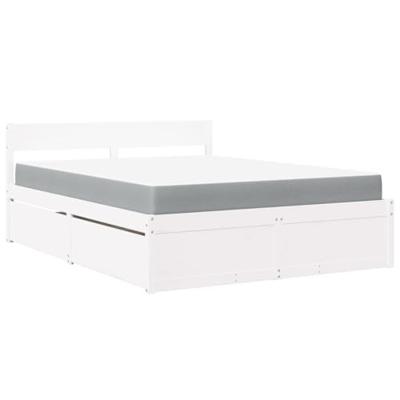 Bed met lades en matras massief grenenhout wit 140x200 cm