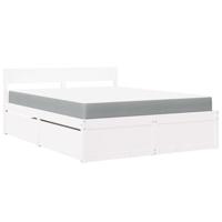 Bed met lades en matras massief grenenhout wit 140x200 cm - thumbnail