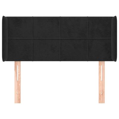 Hoofdbord met randen 147x16x118/128 cm fluweel zwart - thumbnail