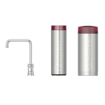 Quooker Classic Nordic Square kokendwaterkraan - draaibare uitloop - Combi+ incl. Cube reservoir - Warm / kokend / bruisend / gefilterd water - Chroom 22+CNSCHR-CUBE