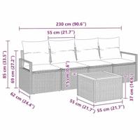 Tuinbankenset met opslag 5 pcs Grijs poly rattan - thumbnail