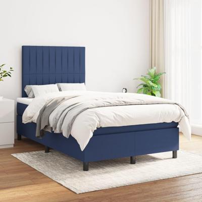 Boxspring met matras stof blauw 120x200 cm