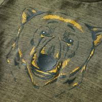Kindershirt met lange mouwen berenprint 104 gemleerd kakikleurig - thumbnail