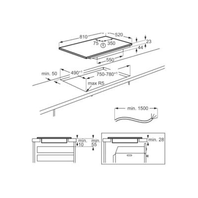 AEG 6000 serie Bridge inductie SaphirMatt, 80 cm TII84B00FZ