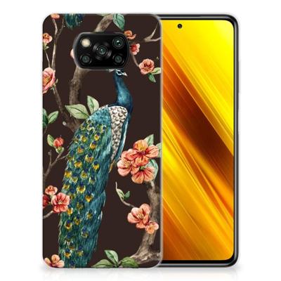 Xiaomi Poco X3 | Poco X3 Pro | TPU Hoesje | Pauw met Bloemen Xiaomi Poco X3 | Poco X3 Pro | TPU Hoesje | Pauw met Bloemen