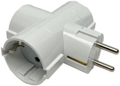 Enzo Randaarde stekkeradapter 3-voudig t-model wit - 6175914