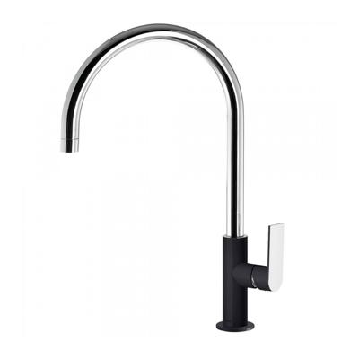 Wastafelmengkraan Tres Loft Colors 1-Hendel Uitloop Gebogen 26 cm Rond Zwart Chroom Wastafelmengkraan Tres Loft Colors 1-Hendel Uitloop Gebogen 26 cm Rond Zwart Chroom