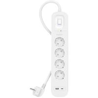 Belkin spanningsbeveiliger met 4 stopcontacten, monteerbare stekkerdoos, voedingskabel van 2 m, groen indicatielampje - USB-C-poort en USB-A-poort, snelladen met USB-C PD - beveiliging tot 525 joule - thumbnail