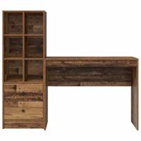 Bureau met lade 2 pcs Oudhout - thumbnail